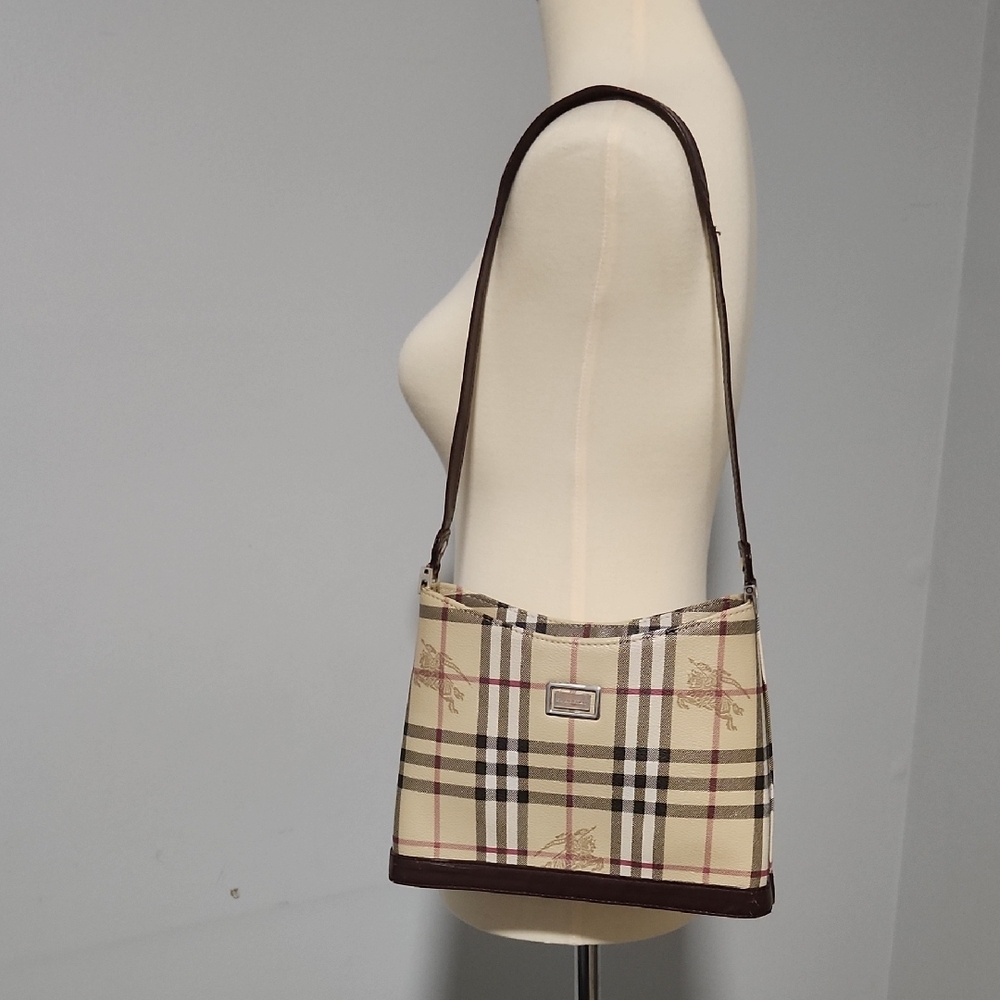Burberry Cream and Brown Shoulder Bag with Classic Check